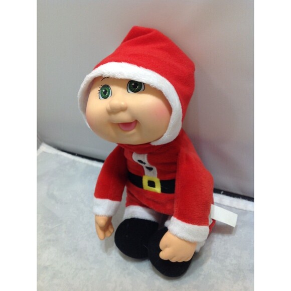 1992 Vintage Cabbage Patch Style Santa Elf Stuffed plush Toy Christmas Doll -10" - Picture 3 of 7